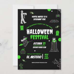 Cool Halloween uitnodiging, Halloween griezelige n Kaart