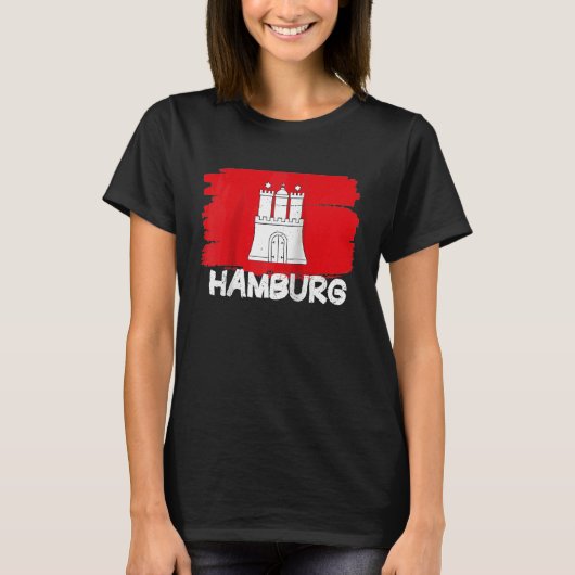 Cool Hamburg Flag Raglan Baseball T-shirt (Voorkant)