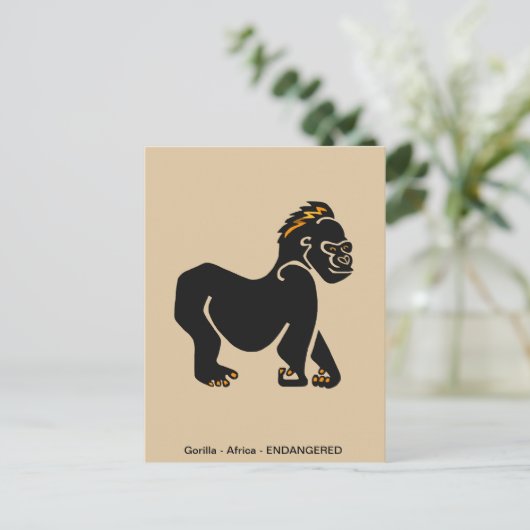 Cool hand getekend - GORILLA - Aap - Primaat - Briefkaart (Staand voorkant)