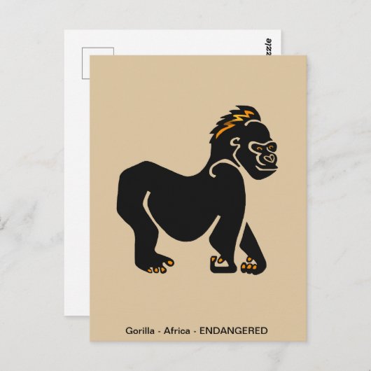 Cool hand getekend - GORILLA - Aap - Primaat - Briefkaart (Voorkant / Achterkant)