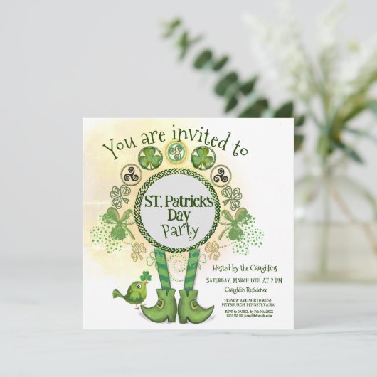 Cool Hand getrokken St. Patrick Day Party uitnodig Kaart (Staand voorkant)