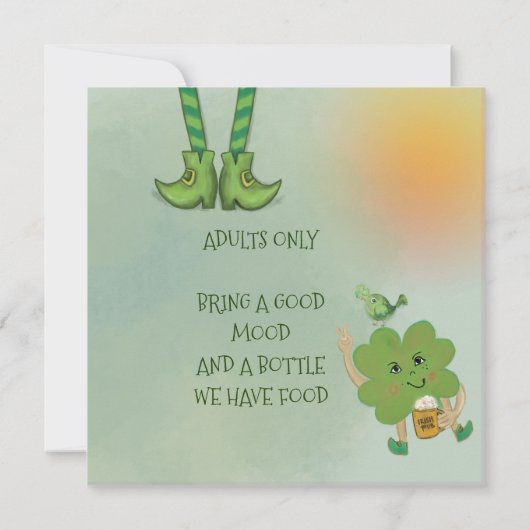 Cool Hand getrokken St. Patrick Day Party uitnodig Kaart (Achterkant)