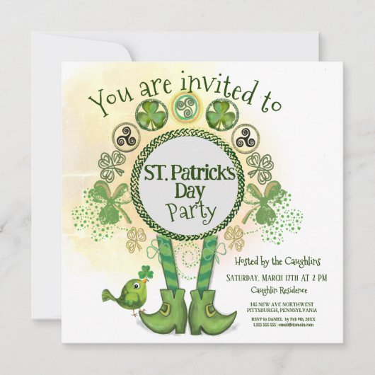 Cool Hand getrokken St. Patrick Day Party uitnodig Kaart (Voorkant)