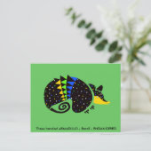 Cool handgetekende ARMADILLO -Dierenvriend -Groen Briefkaart (Staand voorkant)