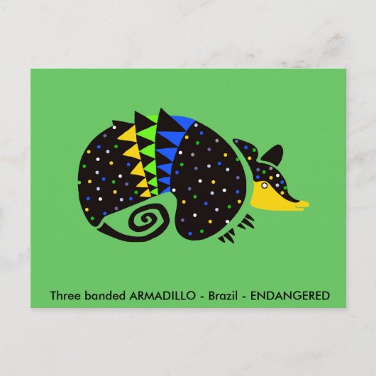 Cool handgetekende ARMADILLO -Dierenvriend -Groen Briefkaart (Voorkant)