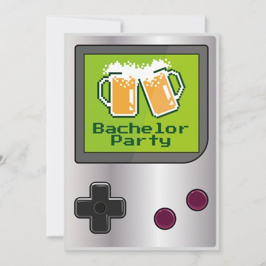 Cool Handheld Game Bier Bachelor Party Kaart (Achterkant)