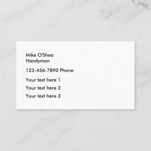Cool Handyman Construction Visitekaartje (Achterkant)
