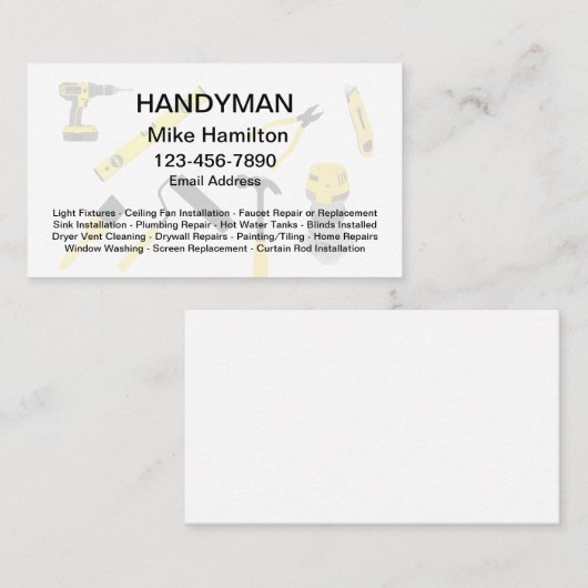 Cool Handyman Visitekaartjes (Voorkant / Achterkant)