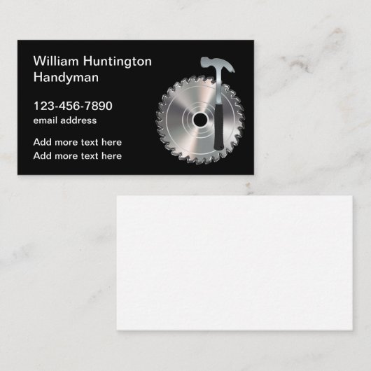 Cool Handyman Visitekaartjes Sjabloon (Voorkant / Achterkant)