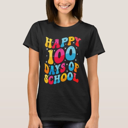 Cool Happy 100 Days of School for Teacher and Stud T-shirt (Voorkant)