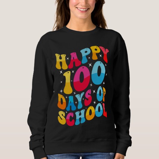 Cool Happy 100 Days of School for Teacher and Stud Trui (Voorkant)