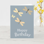 Cool Happy Birthday Dragonflies Kaart (Gele Bloem)