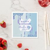 Cool Happy Birthday Ice Blue Glitter Servet (Insitu)