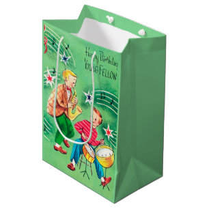 Cool Happy Birthday jonge collega retro vintage Medium Cadeauzakje