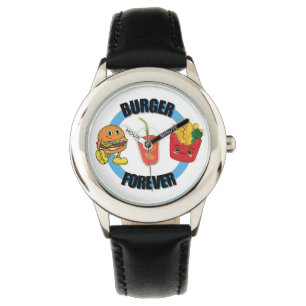 Cool Happy Cute Burger Forever Friends Fries Horloge