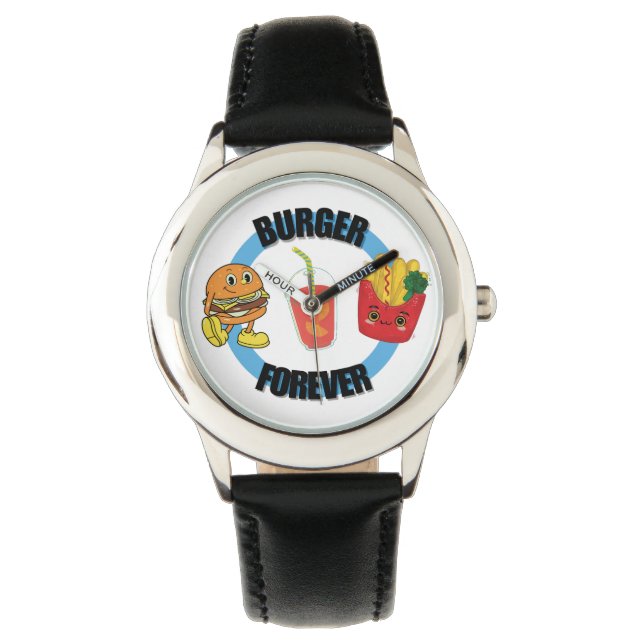 Cool Happy Cute Burger Forever Friends Fries Horloge (Voorkant)