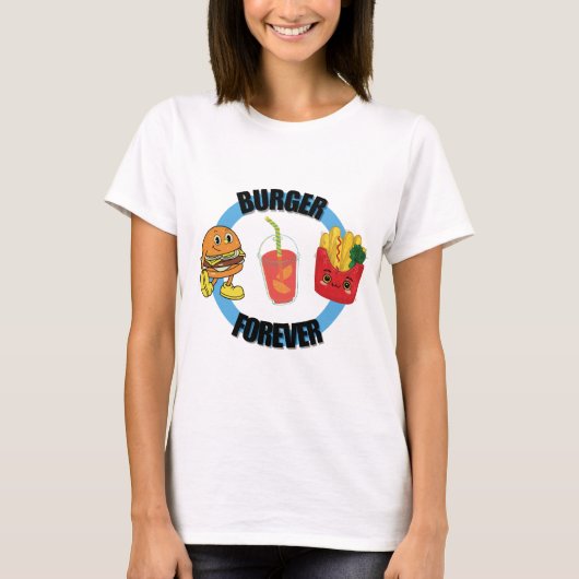 Cool Happy Cute Burger Forever Friends Fries T-shirt (Voorkant)