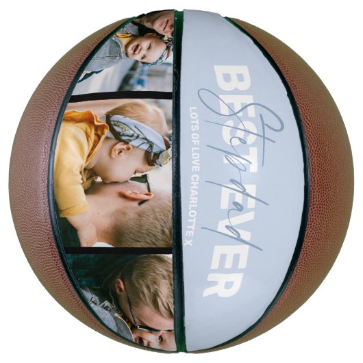 Cool Happy Fathers Dag Stepdad 3 Foto Collage Basketbal (Verticaal)