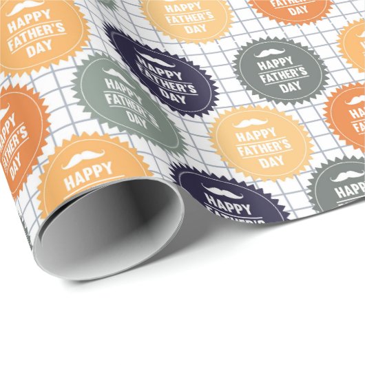 Cool Happy Father's Day tiled pattern Cadeaupapier (Rol Hoek)
