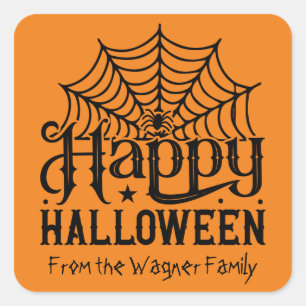 Cool Happy Halloween spin voeg naam toe Vierkante Sticker