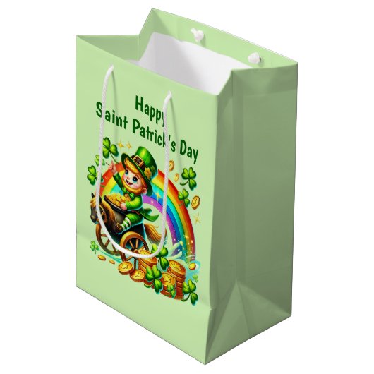 Cool Happy Saint Patrick's Day leprechaun Medium Cadeauzakje (Voorkant Gekanteld)