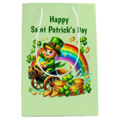 Cool Happy Saint Patrick's Day leprechaun Medium Cadeauzakje (Voorkant)