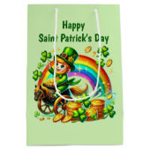Cool Happy Saint Patrick's Day leprechaun Medium Cadeauzakje (Achterkant)