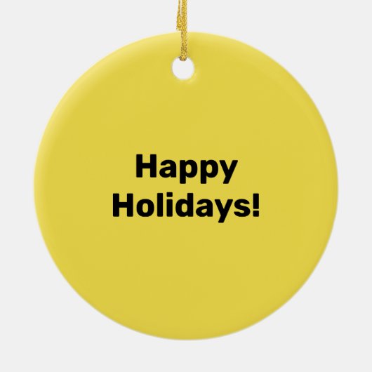 Cool Happy Smiling face pattern yellow Monogram Keramisch Ornament (Achterkant)