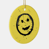 Cool Happy Smiling face yellow Keramisch Ornament (Rechts)