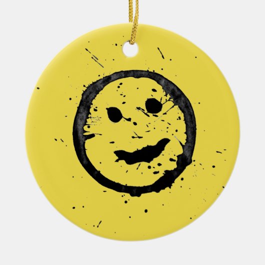 Cool Happy Smiling face yellow Keramisch Ornament (Voorkant)
