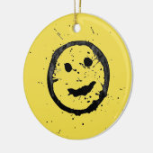 Cool Happy Smiling face yellow Keramisch Ornament (Links)