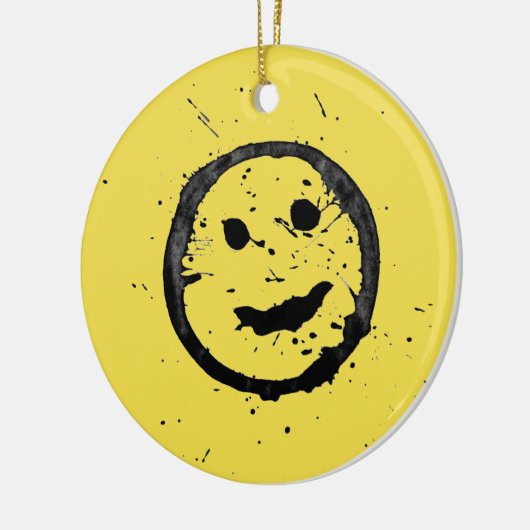 Cool Happy Smiling face yellow Keramisch Ornament (Links)