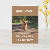 *COOL HARDLOOPHOND** ZEGT GELUKKIG VERJAARDAGSNEEF KAART (Gele Bloem)