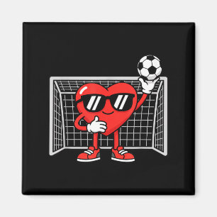 Cool Hart Voetbal Spelende Kinderen Valentijn Goal Magneet