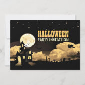 Cool Haunted Castle Moon Halloween Fun Party Kaart (Voorkant)
