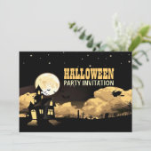 Cool Haunted Castle Moon Halloween Fun Party Kaart (Staand voorkant)