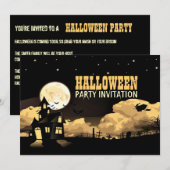 Cool Haunted Castle Moon Halloween Fun Party Kaart (Voorkant / Achterkant)