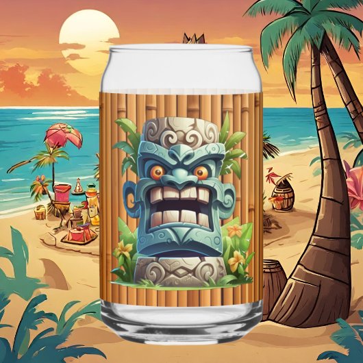 Cool Hawaii tiki hoofd party Blikvorm Glas