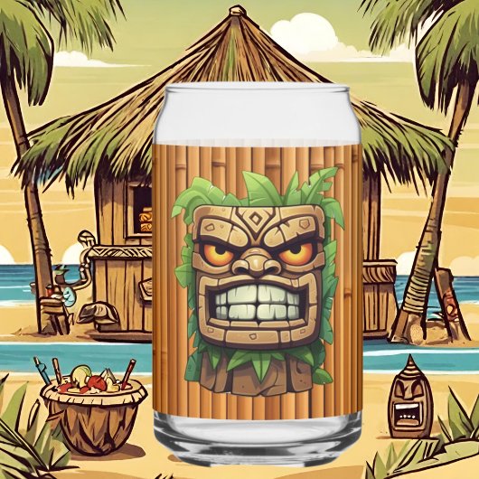 Cool Hawaii tiki hoofd party Blikvorm Glas