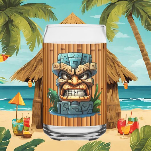 Cool Hawaii tiki hoofd party Blikvorm Glas