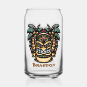 Cool Hawaii tiki party naam toevoegen Blikvorm Glas (Achterkant)