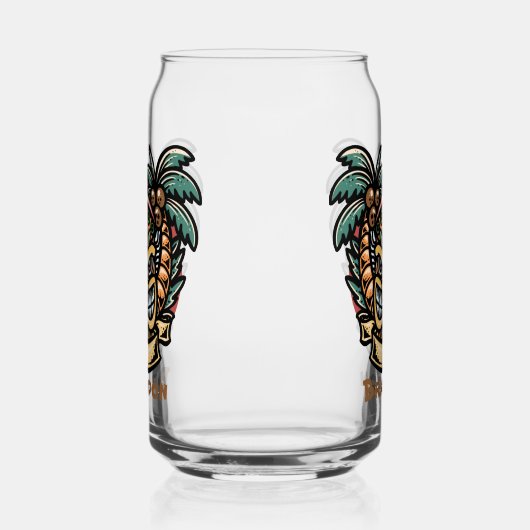 Cool Hawaii tiki party naam toevoegen Blikvorm Glas (Rechts)