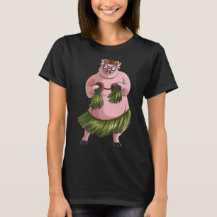 Cool Hawaiian Luau Pig Funny Boar Lover Hula Danci T-shirt