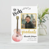 Cool He Rocks Afstuderen foto Modern Gold Aankondiging (Staand voorkant)