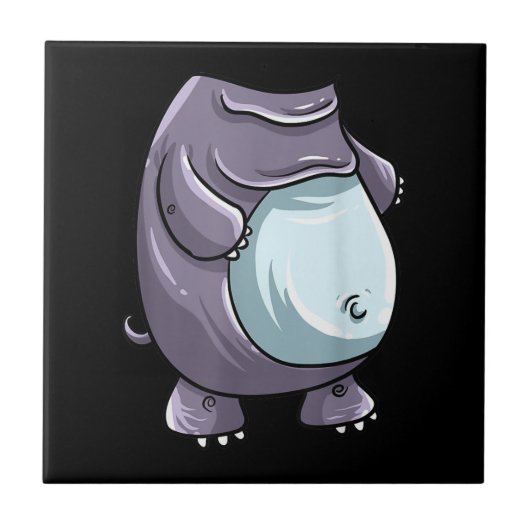 Cool Headless Hippo Halloween Costume Funny Lazy Tegeltje (Voorkant)