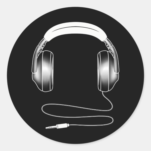 Cool Headphones DJ Music Artiest Lover Ronde Sticker (Voorkant)