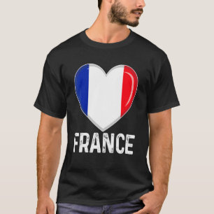 Cool Heart France Vlag Mannen Vrouwen Kind Patriot T-shirt