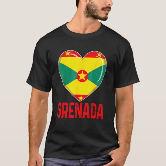 Cool Heart Grenada Flag Men Women Kid Patriotic T-shirt (Voorkant)