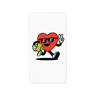 Cool Heart Playing Softball Sticker - Plezier en s