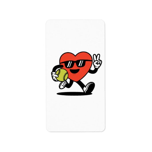 Cool Heart Playing Softball Sticker - Plezier en s (Voorkant)